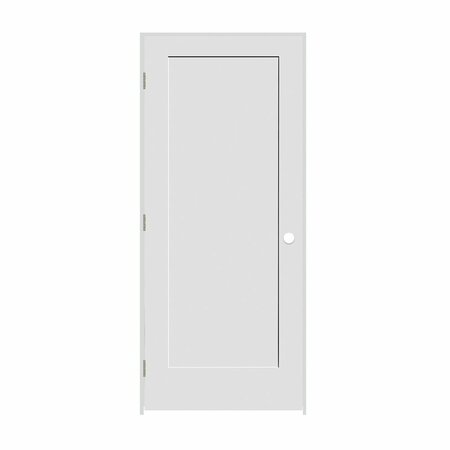 CODEL DOORS 36" x 80" x 1-3/8" Primed 1-Panel Interior Shaker 4-9/16" RH Prehung Door with Satin Nickel Hinges 3068pri8401RH154916